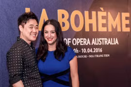 Hai nghệ sỹ đảm trách vai chính: Rodolfo và Mimì. (Ảnh: Tuấn Đào)
