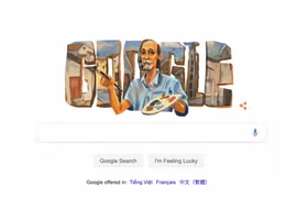 Hình ảnh họa sỹ Bùi Xuân Phái được Google vinh danh trên trang tìm kiếm.