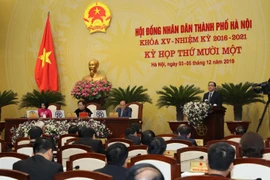 Kỳ họp thứ 11 của Hội đồng nhân dân thành phố Hà Nội khóa XV. (Ảnh: Lâm Khánh/TTXVN)