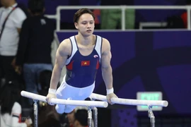 Đinh Phương Thành mang về 2 HCV ở nội dung xà đơn và xà kép. (Ảnh: Vietnam+)