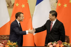 Chủ tịch Trung Quốc Tập Cận Bình và Tổng thống Pháp Emmanuel Macron. (Ảnh: Reuters)