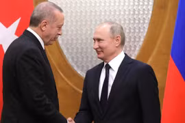 Tổng thống Thổ Nhĩ Kỳ Tayyip Erdogan và người đồng cấp Nga Vladimir Putin. (Ảnh: Kremlin)
