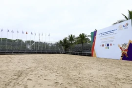 Địa điểm sẽ diễn ra các nội dung thi đấu môn bóng chuyền bãi biển và bóng ném bãi biển ở Tuần Châu, tỉnh Quảng Ninh. (Ảnh: Hoàng Hiếu/TTXVN)