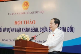Ông Trần Thanh Mẫn, Ủy viên Bộ Chính trị, Phó Chủ tịch Thường trực Quốc hội phát biểu tại Hội thảo. (Ảnh: Đinh Hằng/TTXVN)