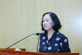 Bà Trương Thị Mai, Ủy viên Bộ Chính trị, Bí thư Trung ương Đảng, Trưởng Ban Tổ chức Trung ương phát biểu chỉ đạo Hội nghị. (Ảnh: Phương Hoa/TTXVN)