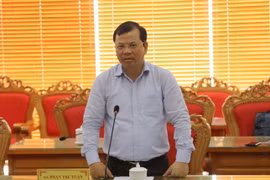 Phó Chủ tịch UBND tỉnh Bắc Giang Phan Thế Tuấn phát biểu tại buổi làm việc. (Ảnh: Quang Duy/TTXVN)