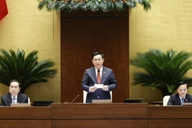 Chủ tịch Quốc hội Vương Đình Huệ phát biểu mở đầu phiên chất vấn. (Ảnh: Doãn Tấn/TTXVN)