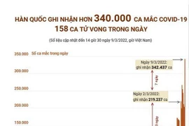 Hàn Quốc: Hơn 340.000 ca mắc COVID-19, 158 ca tử vong trong ngày