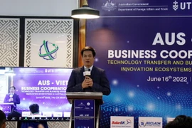 Đại diện Saigon Innovation Hub (Sihub) phát biểu tại Diễn đàn. (Ảnh: Tiến Lực/TTXVN)