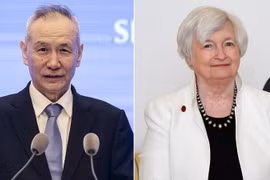 Bộ trưởng Tài chính Hoa Kỳ Janet Yellen và Phó Thủ tướng Trung Quốc Lưu Hạc. (Nguồn: financialeye.news)