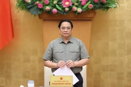 Thủ tướng Phạm Minh Chính chủ trì Phiên họp Chính phủ chuyên đề pháp luật. (Ảnh: Dương Giang/TTXVN)