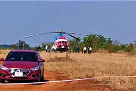 Một máy bay trực thăng hạ cánh tại sân bay Nhân Cơ vào tháng 3/2022. (Nguồn: tuoitre.vn)