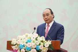 Chủ tịch nước Nguyễn Xuân Phúc phát biểu tại buổi lễ. (Ảnh: An Đăng/ TTXVN)