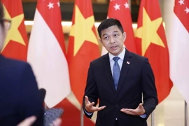 Chủ tịch Quốc hội Cộng hòa Singapore Tan Chuan-Jin trả lời phỏng vấn báo chí. (Ảnh: Doãn Tấn/TTXVN)