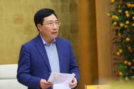 Phó Thủ tướng Thường trực Phạm Bình Minh phát biểu kết luận phiên họp Hội đồng phối hợp, phổ biến giáo dục pháp luật Trung ương năm 2022. (Ảnh: Văn Điệp/TTXVN)