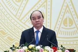 Chủ tịch nước Nguyễn Xuân Phúc phát biểu tại buổi lễ. (Ảnh: Thống Nhất/TTXVN)