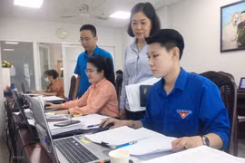 Phó Chủ tịch UBND quận 3 Vũ Thị Mỹ Ngọc (giữa) kiểm tra, đôn đốc cán bộ nhân viên tăng cường thực hiện thẩm định hồ sơ theo Quyết định số 08/2022/QĐ-TTg. (Ảnh: Thanh Vũ/TTXVN)