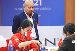 Vận động viên Phạm Lê Thảo Nguyên thi đấu tại SEA Games 31. (Ảnh: Thanh Vân/TTXVN)