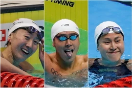 Ba chị em họ Quah là những kình ngư xuất sắc của đội tuyển bơi lội Singapore. (Nguồn: seagames2021.com)
