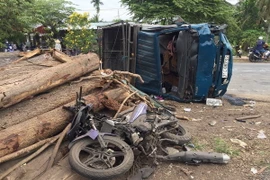 Hiện trường vụ tai nạn. (Ảnh: TTXVN phát)