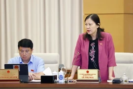 Chủ nhiệm Ủy ban Tư pháp của Quốc hội Lê Thị Nga phát biểu. (Ảnh: Doãn Tấn/TTXVN)