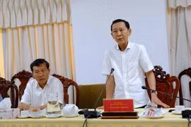 Thứ trưởng Bộ Kế hoạch và Đầu tư Võ Thành Thống, Trưởng đoàn công tác phát biểu tại buổi làm việc. (Ảnh: Thanh Liêm/TTXVN)