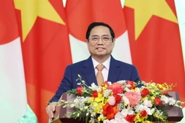 Thủ tướng Phạm Minh Chính phát biểu tại buổi gặp gỡ báo chí. (Ảnh: Dương Giang/TTXVN)