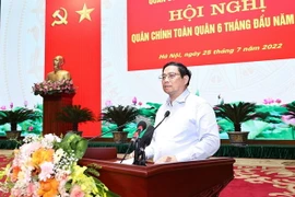 Thủ tướng Phạm Minh Chính phát biểu chỉ đạo hội nghị. (Ảnh: Dương Giang/TTXVN)