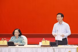Ông Võ Văn Thưởng, Ủy viên Bộ Chính trị, Thường trực Ban Bí thư phát biểu chỉ đạo hội nghị. (Ảnh: Phương Hoa/TTXVN)
