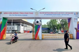 Cổng vào Khu liên hợp TDTT tỉnh Phú Thọ, trong đó có sân vận động Việt Trì. (Ảnh: Trung Kiên/TTXVN)