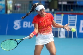 Tay vợt Chanelle Vân Nguyễn (Việt Nam) thắng 2-0 ở nội dung đơn nữ. (Ảnh: Thế Duyệt/TTXVN)