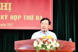 Phó Thủ tướng Phạm Bình Minh phát biểu tại buổi tiếp xúc cử tri. (Ảnh: TTXVN phát)