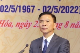 Ông Đỗ Trọng Hưng, Bí thư tỉnh ủy Thanh Hóa, phát biểu tại lễ kỷ niệm. (Ảnh: Trịnh Duy Hưng/TTXVN)