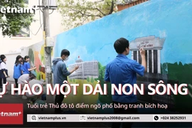 Tuổi trẻ Thủ đô tô điểm ngõ phố bằng bích họa 'Tự hào một dải non sông'