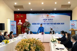 Ông Bùi Quang Huy, Bí thư thường trực Trung ương Đoàn phát biểu tại cuộc họp báo. (Ảnh: Minh Hiếu/Vietnam+)