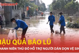 Thanh niên Thủ đô chung tay hỗ trợ dọn dẹp, khắc phục hậu quả sau bão lũ