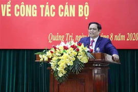 Trưởng Ban Tổ chức Trung ương Phạm Minh Chính phát biểu tại hội nghị. (Ảnh: Nguyên Lý/TTXVN)