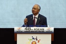 Thủ tướng Malaysia Najib Razak phát biểu tại lễ khai mạc Hội nghị. (Nguồn: AFP/TTXVN)