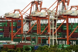 Vận chuyển hàng hóa tại cảng Tokyo ngày 10/8. (Nguồn: AFP/TTXVN)