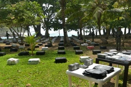 Cảnh sát Colombia gác bên số ma túy vừa thu giữ tại Acandi. (Nguồn: THX/TTXVN)