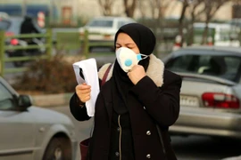 Một người phụ nữ Iran đeo khẩu trang khi cô bước vào một khu vực bị ô nhiễm nặng tại Tehran vào ngày 19/12. (Nguồn: yahoo)