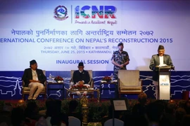 Ngoại trưởng Nepal Mahendra Bahadur Pandey (phải) phát biểu tại hội nghị. (Nguồn: THX/TTXVN)