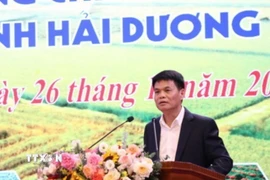 Chủ tịch Ủy ban nhân dân tỉnh Hải Dương Lê Ngọc Châu. (Ảnh: Mạnh Minh/TTXVN)