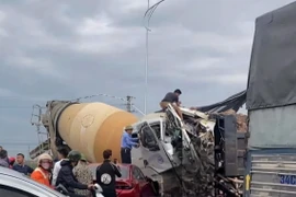 Hiện trường vụ tai nạn. (Ảnh: TTXVN phát)