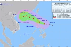 Hướng di chuyển của bão số 8 lúc 14 giờ, ngày 10/11. (Nguồn: Trung tâm Dự báo Khí tượng Thủy văn Quốc gia)