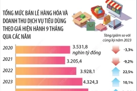 Chín tháng, tổng mức bán lẻ hàng hóa, doanh thu dịch vụ tiêu dùng tăng 8,8%