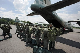 Binh sỹ Venezuela làm nhiệm vụ tại La Fria, bang Tachira, giáp ranh Colombia ngày 31/8. (Nguồn: AFP/TTXVN)