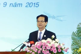 Thủ tướng Nguyễn Tấn Dũng phát biểu tại Đại hội. (Ảnh: Đức Tám/TTXVN)