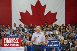 Thủ tướng Canada Stephen Harper tại một cuộc vận động tranh cử ở London, Ontario ngày 13/10. (Nguồn: Reuters/TTXVN)