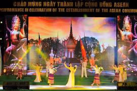 Một tiết mục nghệ thuật trong buổi biểu diễn (Ảnh: An Hiếu/TTXVN) 